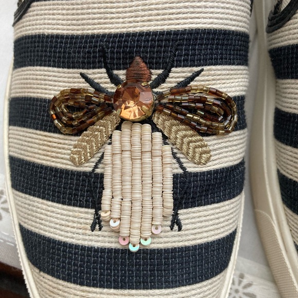 Sam Edelman Black and Cream Striped Flats - Picture 2 of 9